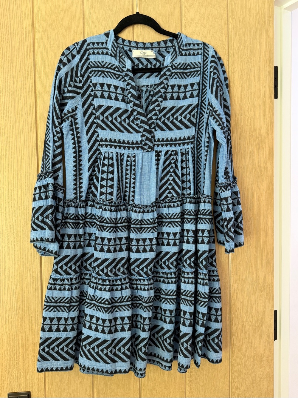 Devotion TWINS Blue & Black Geometric Tiered Mini Dress